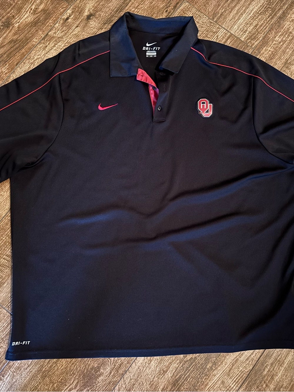 Nike Black Polo with Red Accents and OU Crest